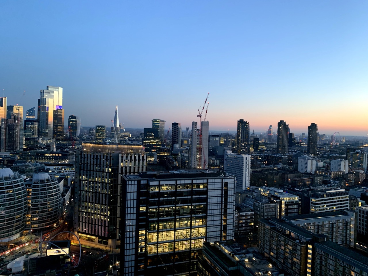 London skyline at sunset